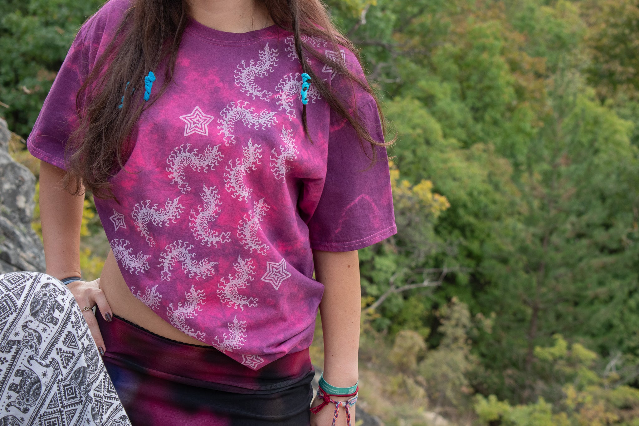 CENTIPEDE block printed custom dyed t-shirt