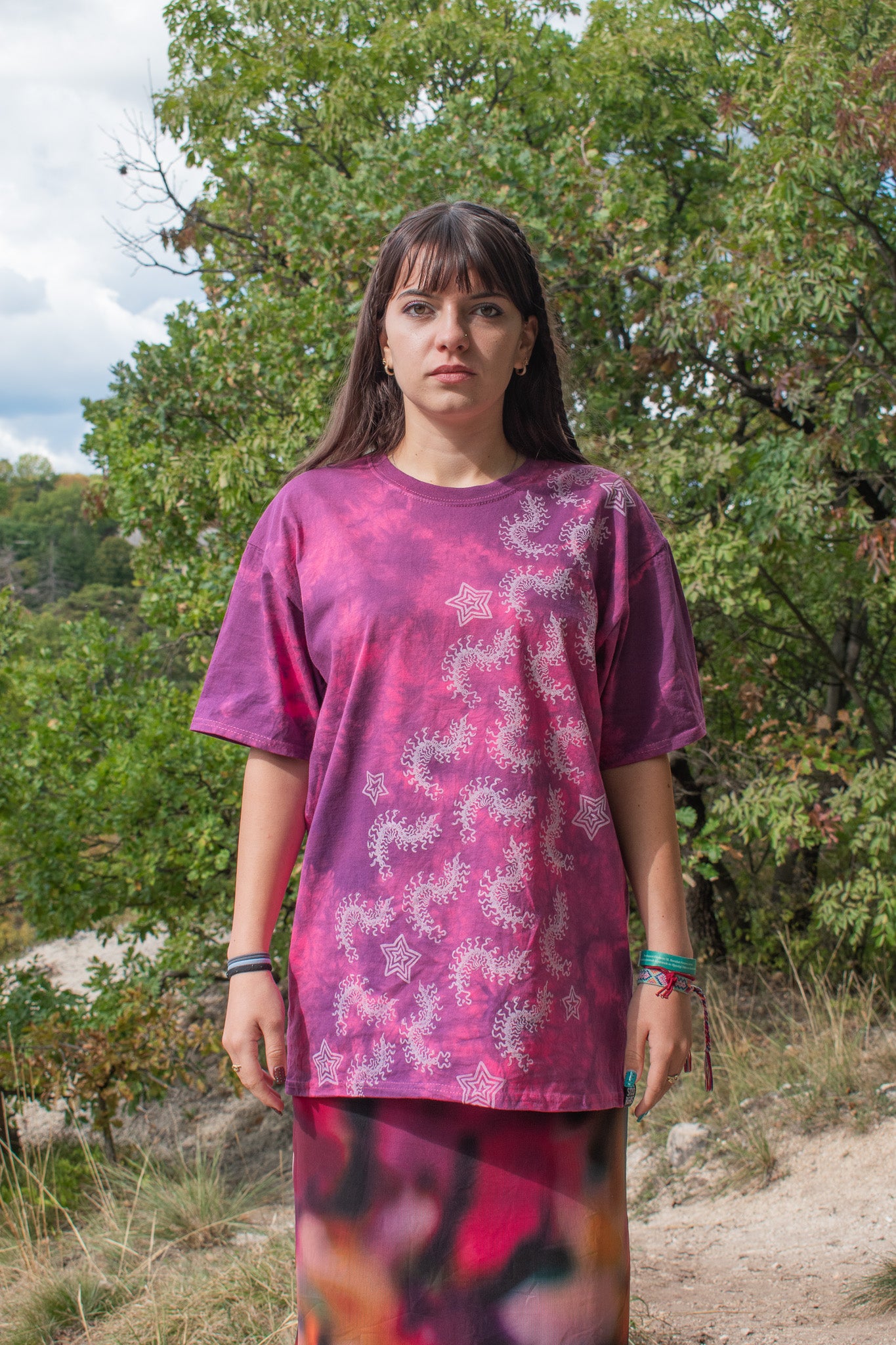 CENTIPEDE block printed custom dyed t-shirt