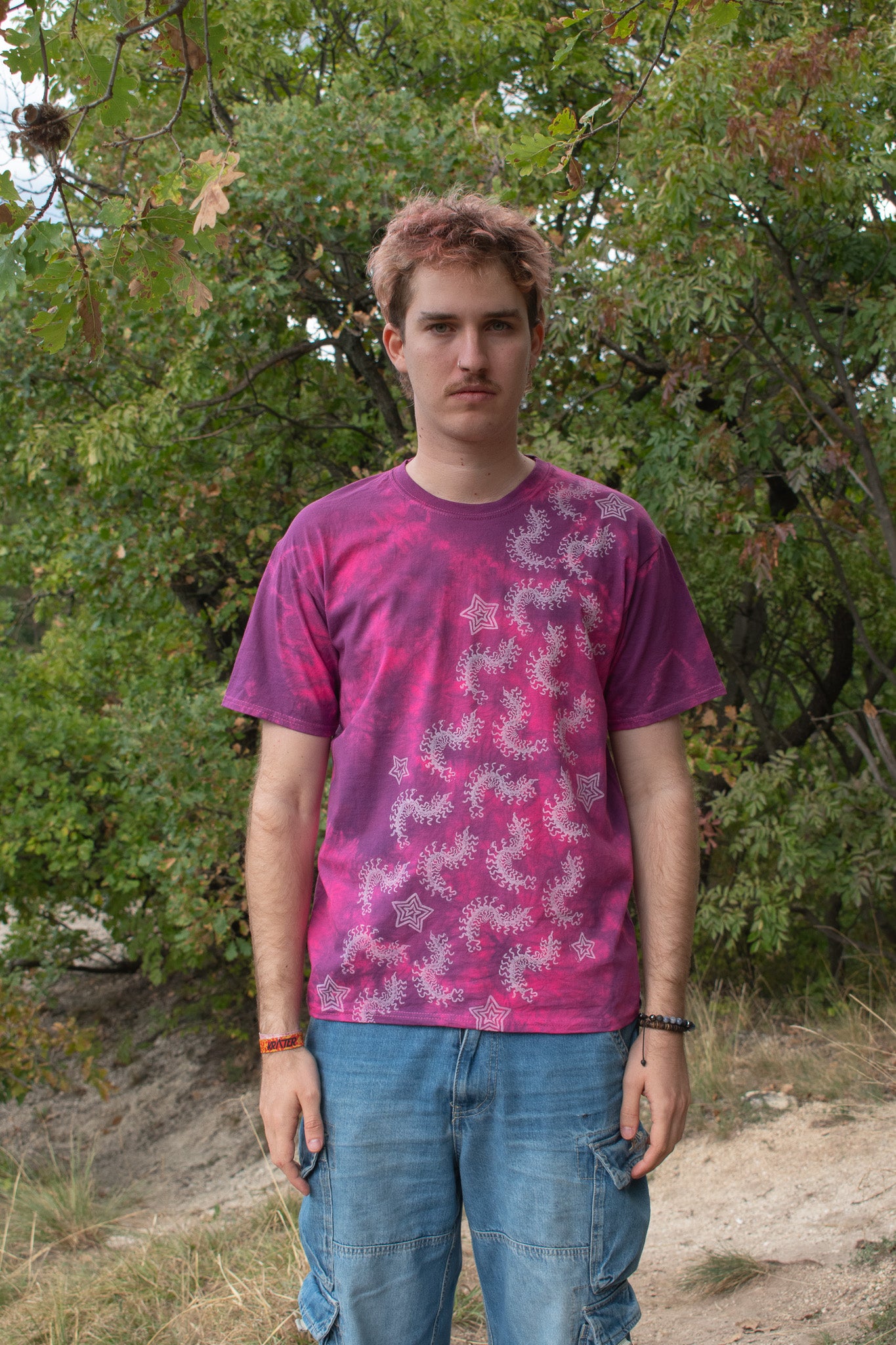 CENTIPEDE block printed custom dyed t-shirt