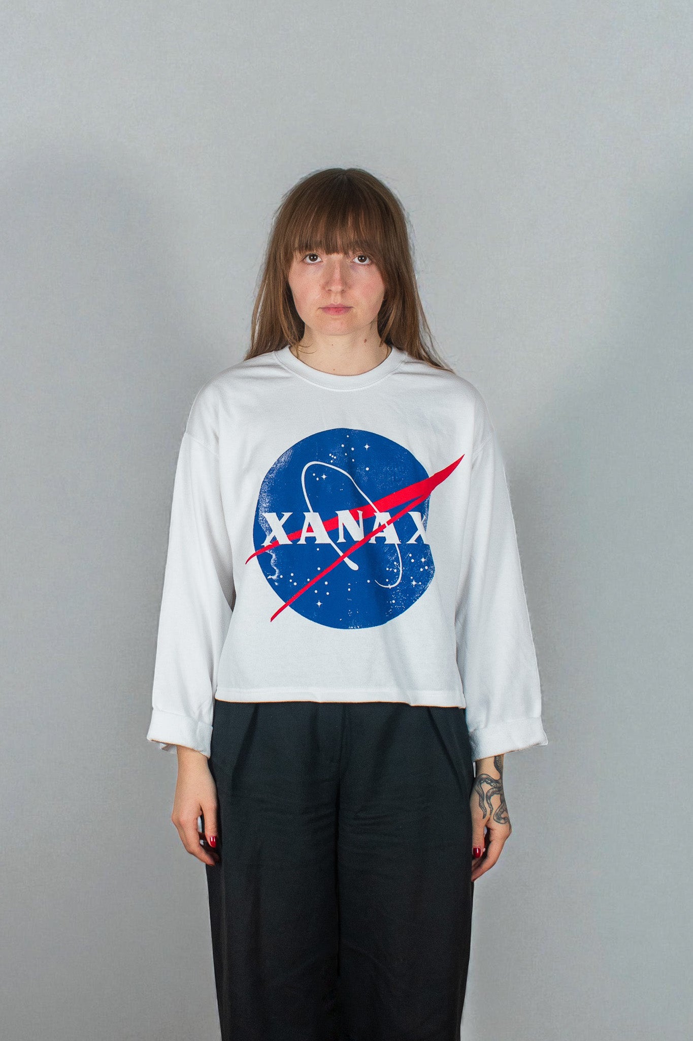 XANAX x NASA THEMED SWEATSHIRT CROPPED