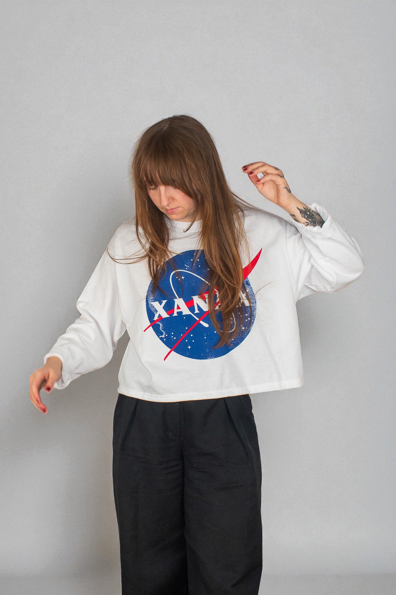 XANAX x NASA THEMED SWEATSHIRT CROPPED