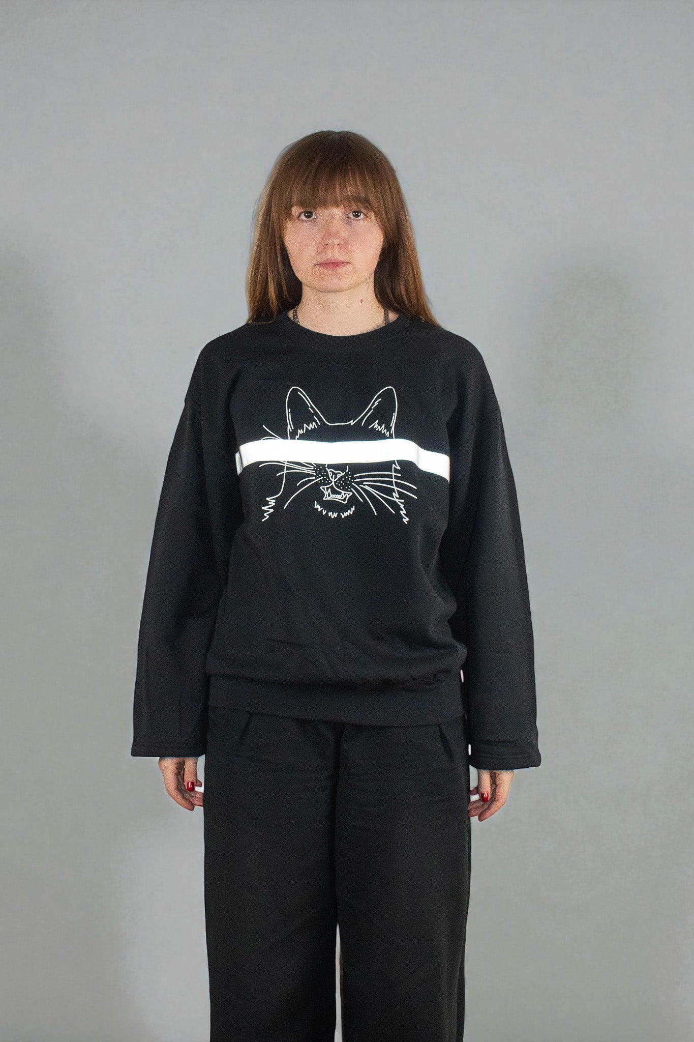 REFLECTIVE CENSORED KITTY SWEATSHIRT