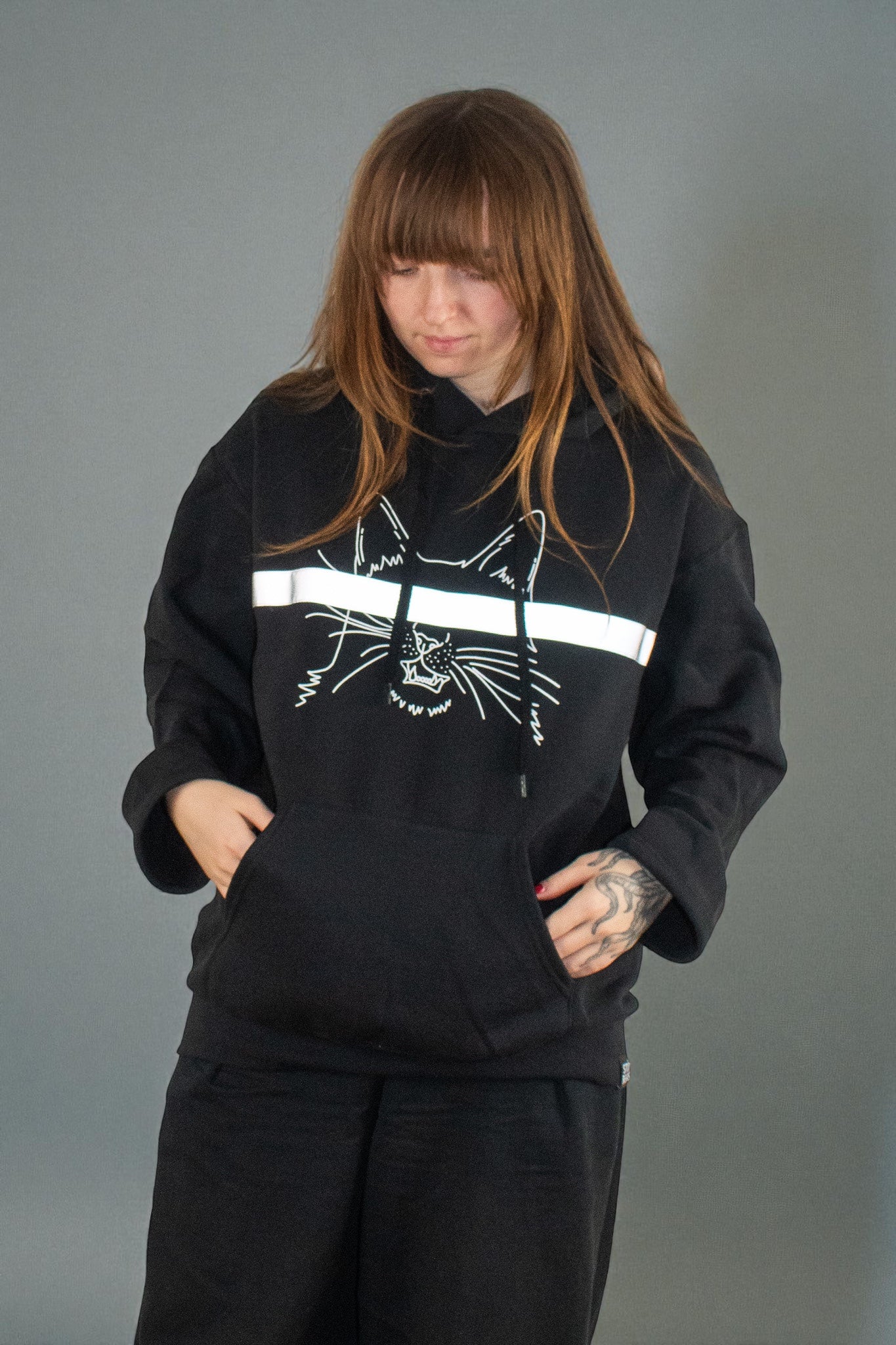 REFLECTIVE CENSORED KITTY HOODIE