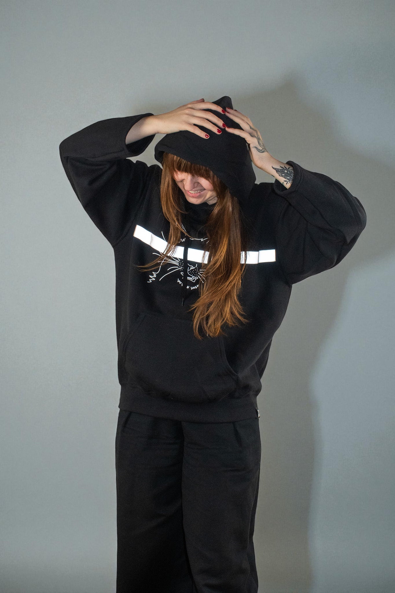 REFLECTIVE CENSORED KITTY HOODIE