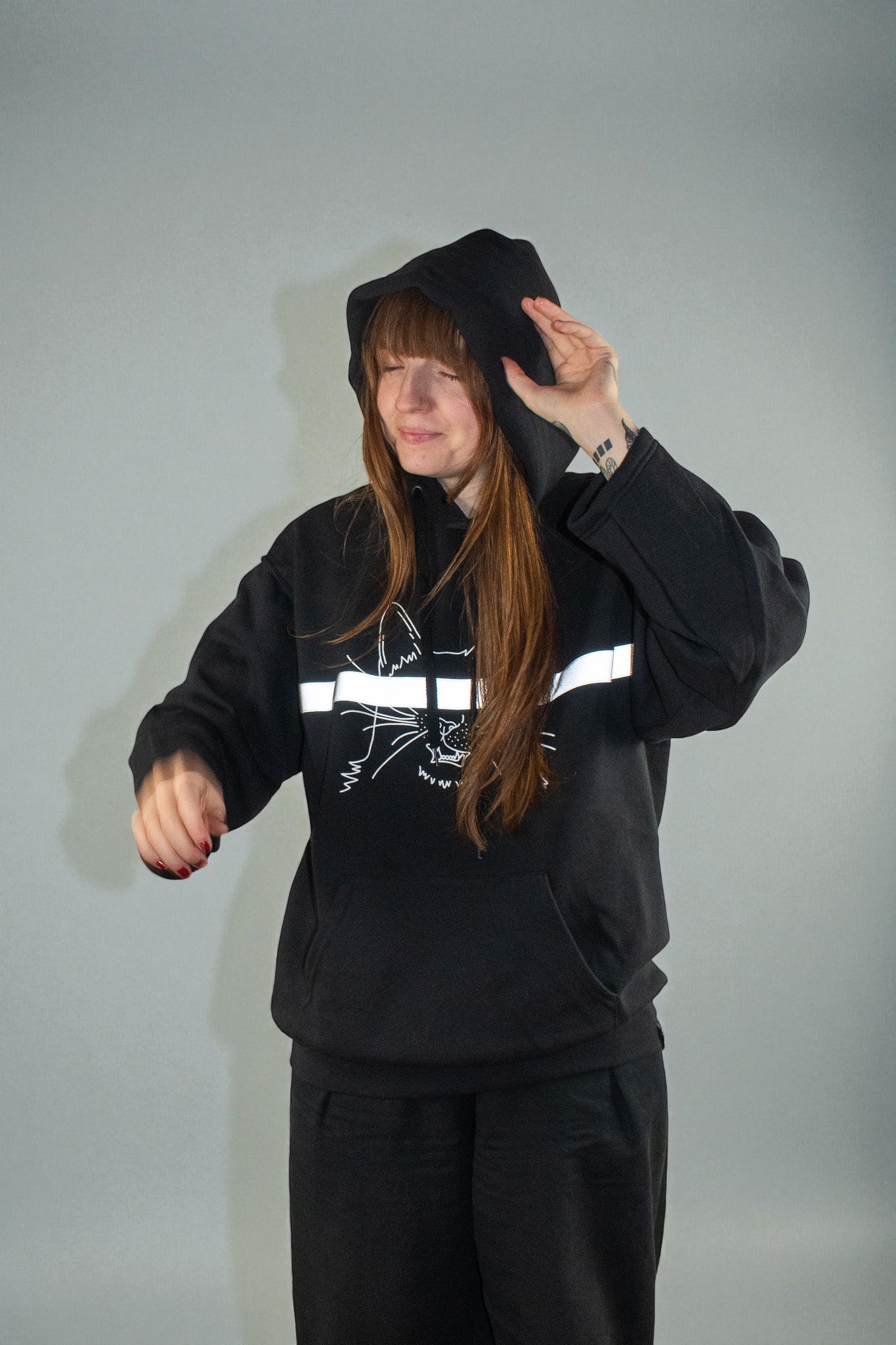 REFLECTIVE CENSORED KITTY HOODIE