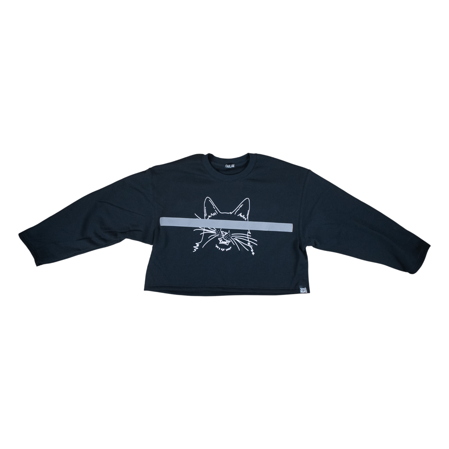 REFLECTIVE CENSORED KITTY SWEATSHIRT CROPPED