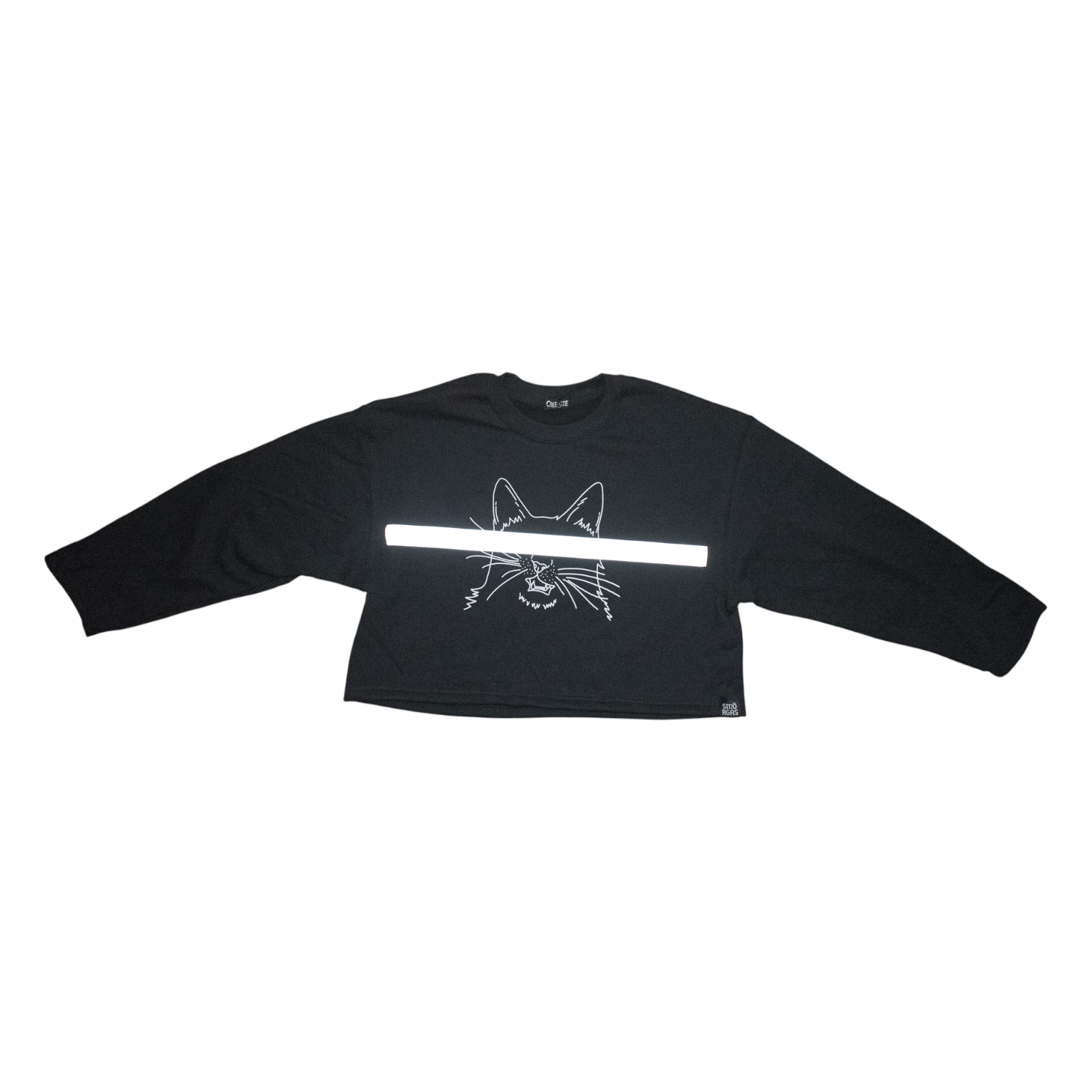 REFLECTIVE CENSORED KITTY SWEATSHIRT CROPPED