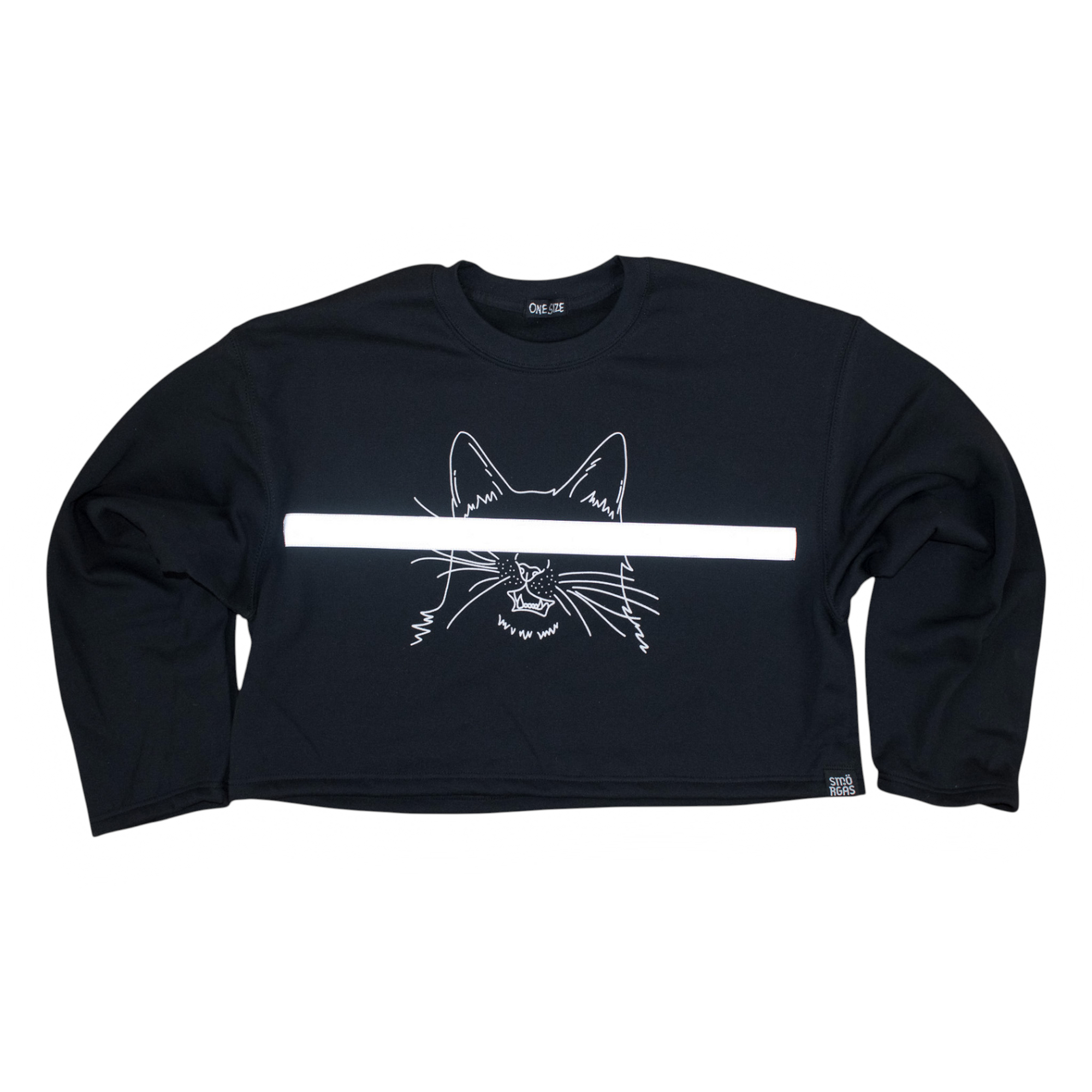 REFLECTIVE CENSORED KITTY SWEATSHIRT CROPPED