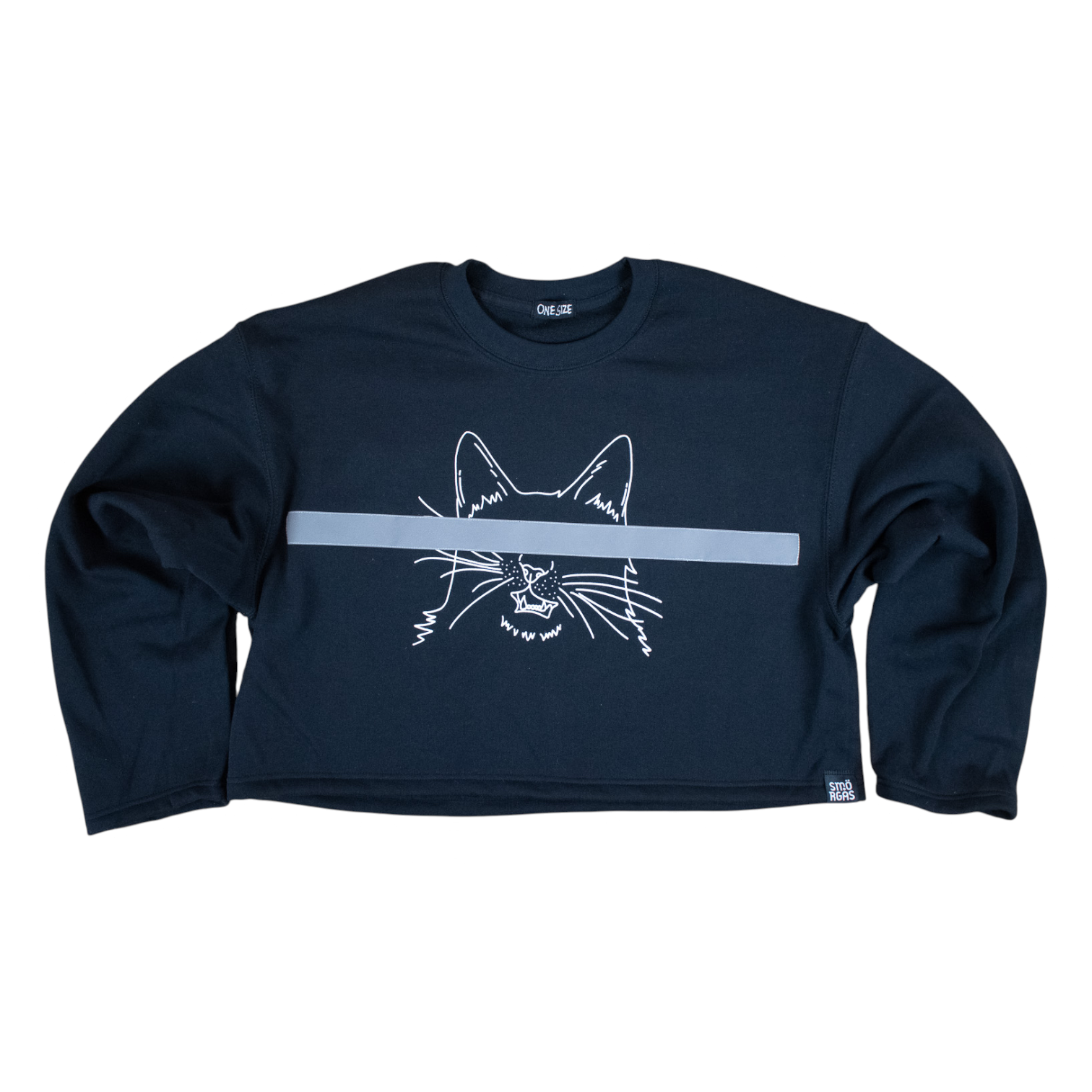 REFLECTIVE CENSORED KITTY SWEATSHIRT CROPPED