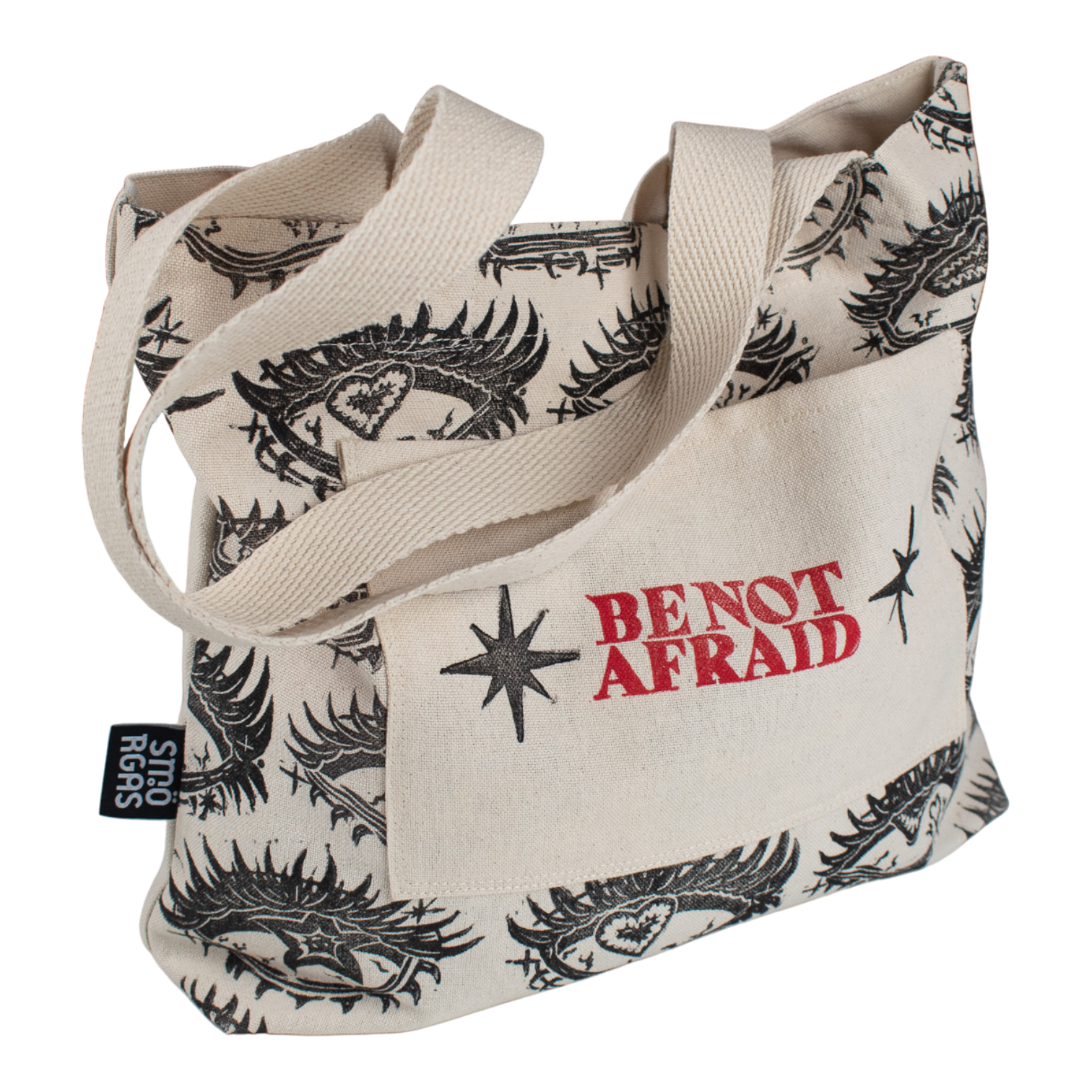 BE_NOT_AFRAID BLOCK PRINTED TOTE BAG