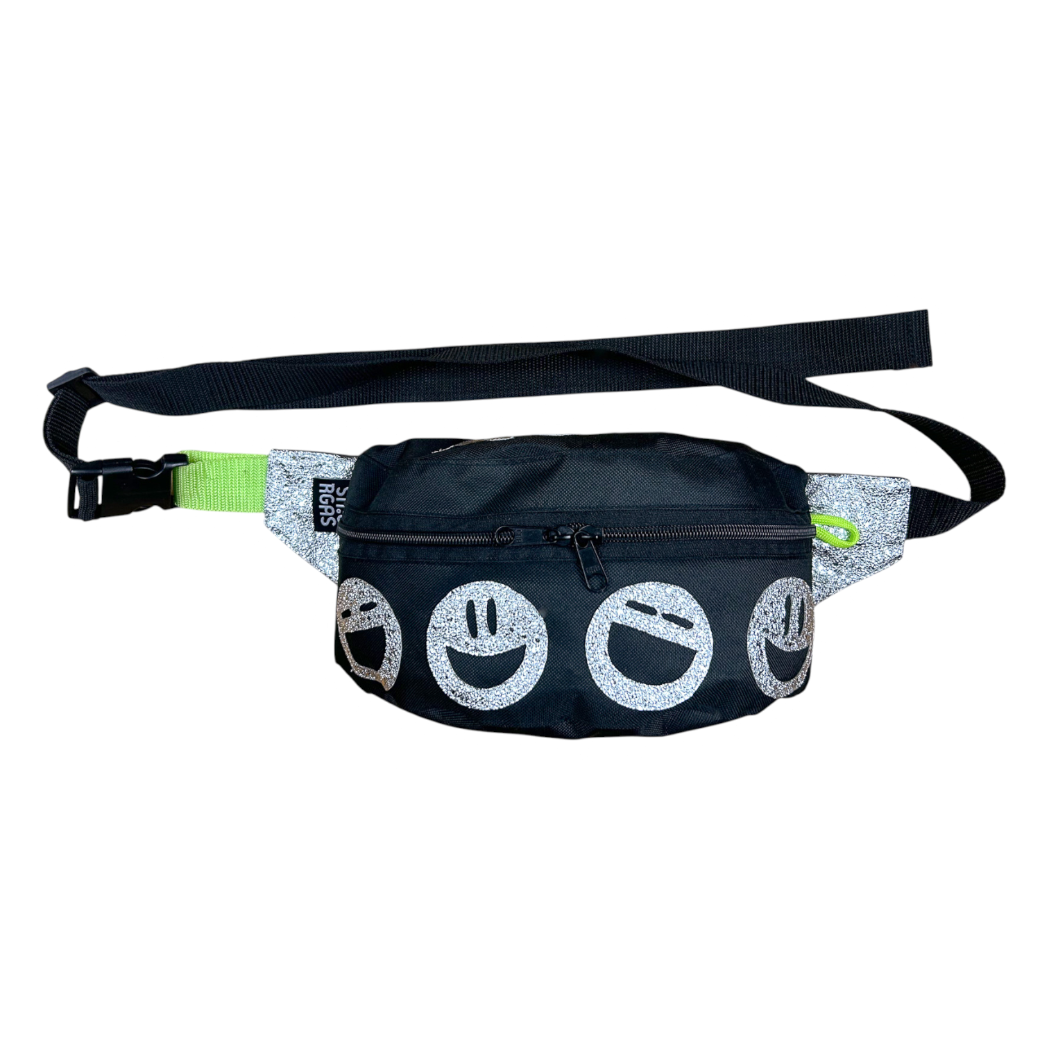 SILVER ACID SMILEY FANNY PACK