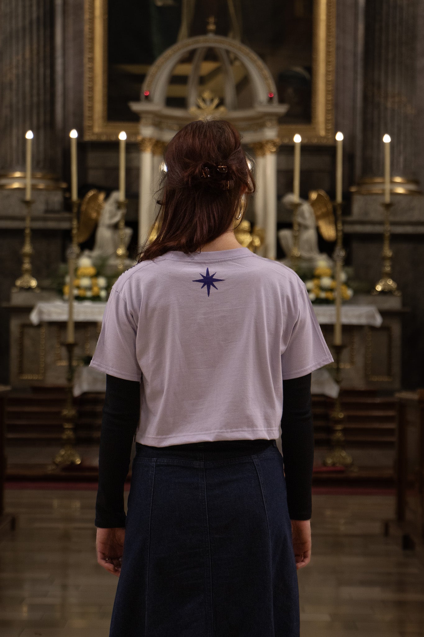 BE_NOT_AFRAID BLOCK PRINTED CROPPED T-SHIRT