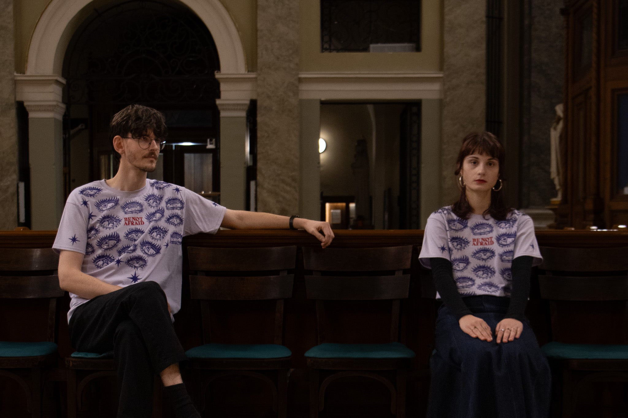 BE_NOT_AFRAID BLOCK PRINTED CROPPED T-SHIRT