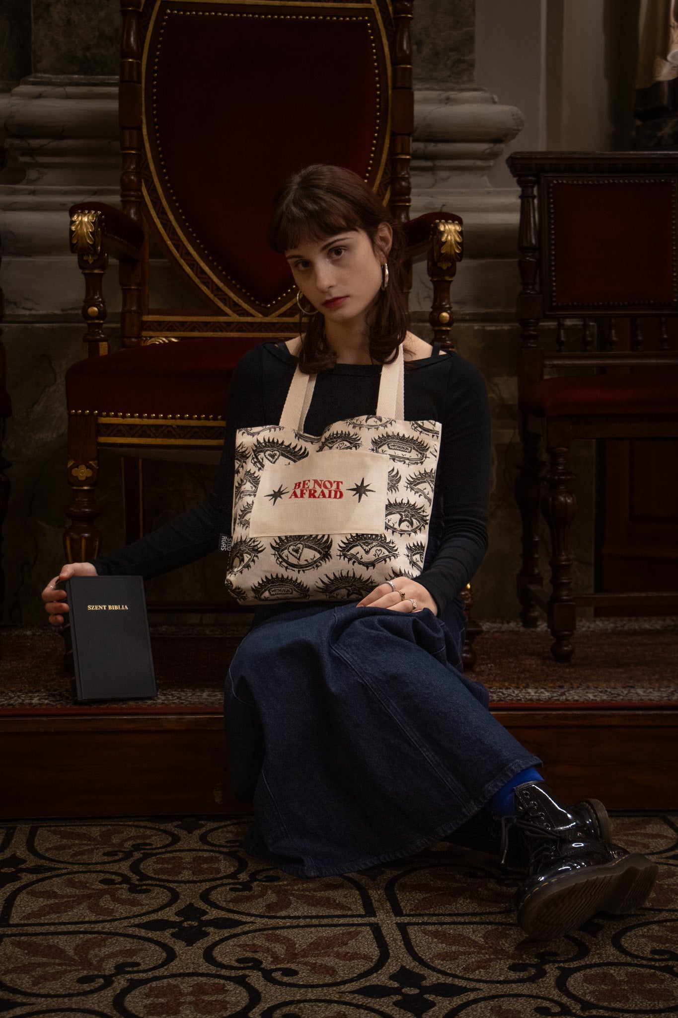 BE_NOT_AFRAID BLOCK PRINTED TOTE BAG