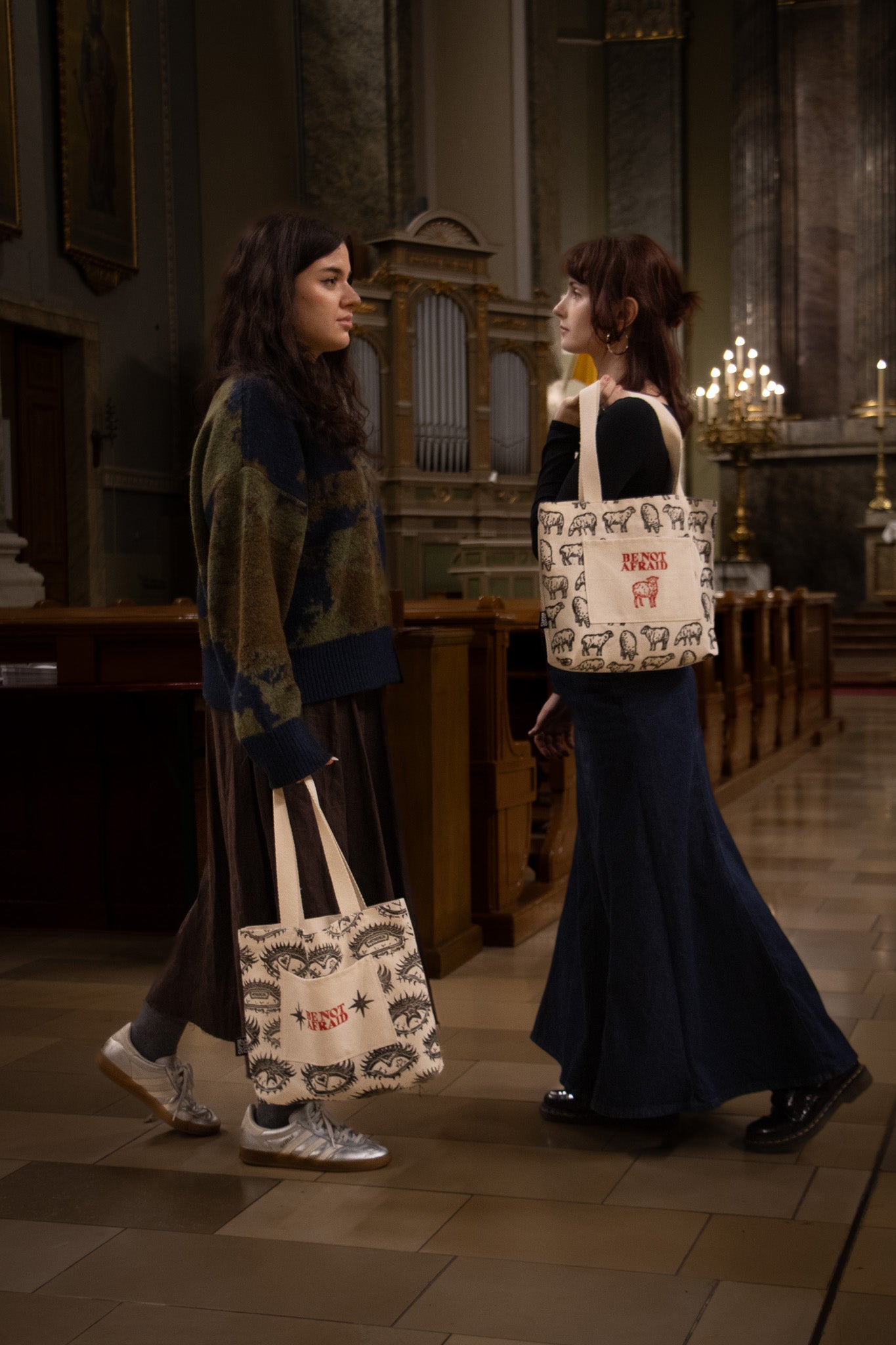 BE_NOT_AFRAID BLOCK PRINTED TOTE BAG