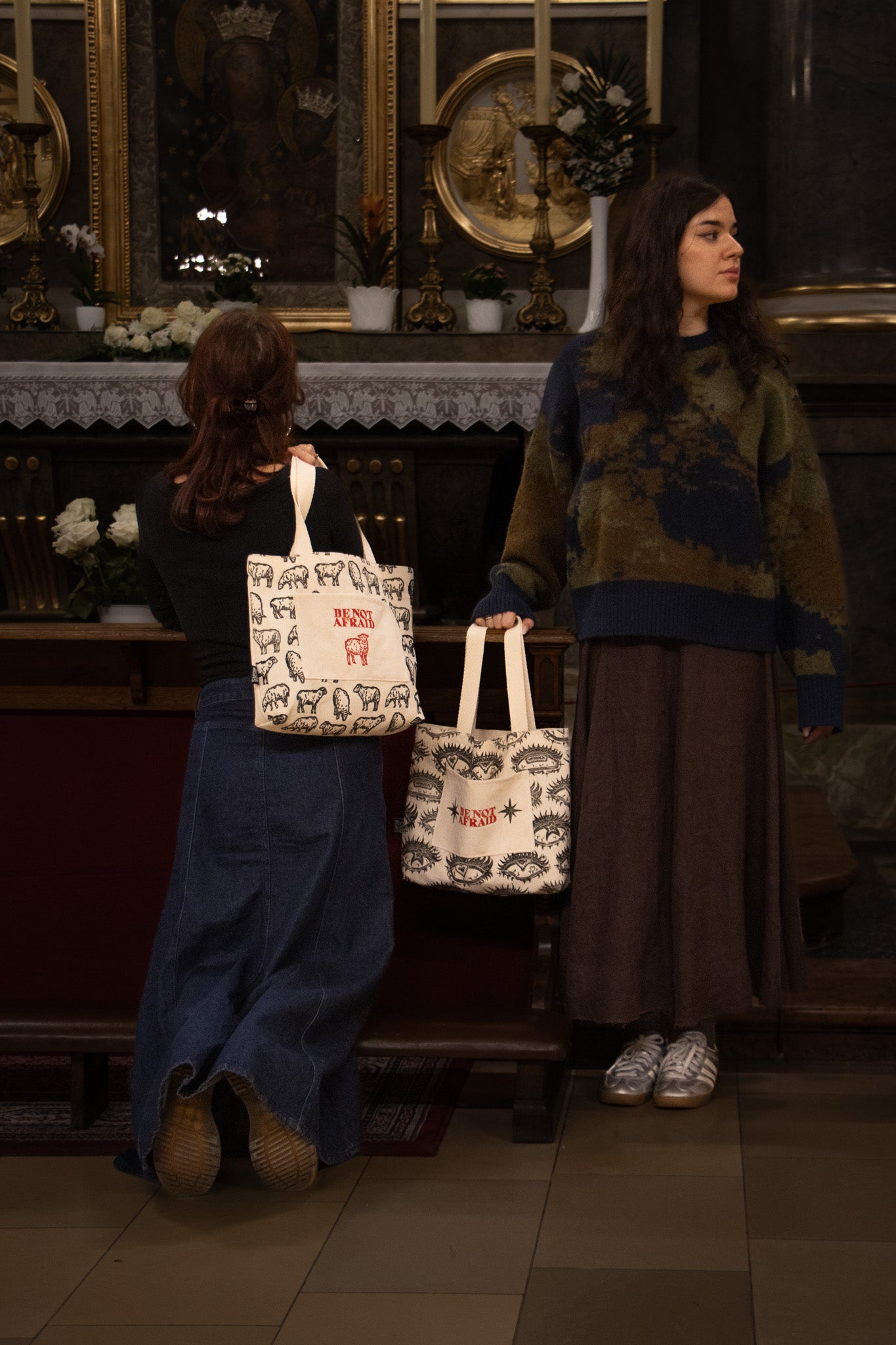 BE_NOT_AFRAID BLOCK PRINTED TOTE BAG