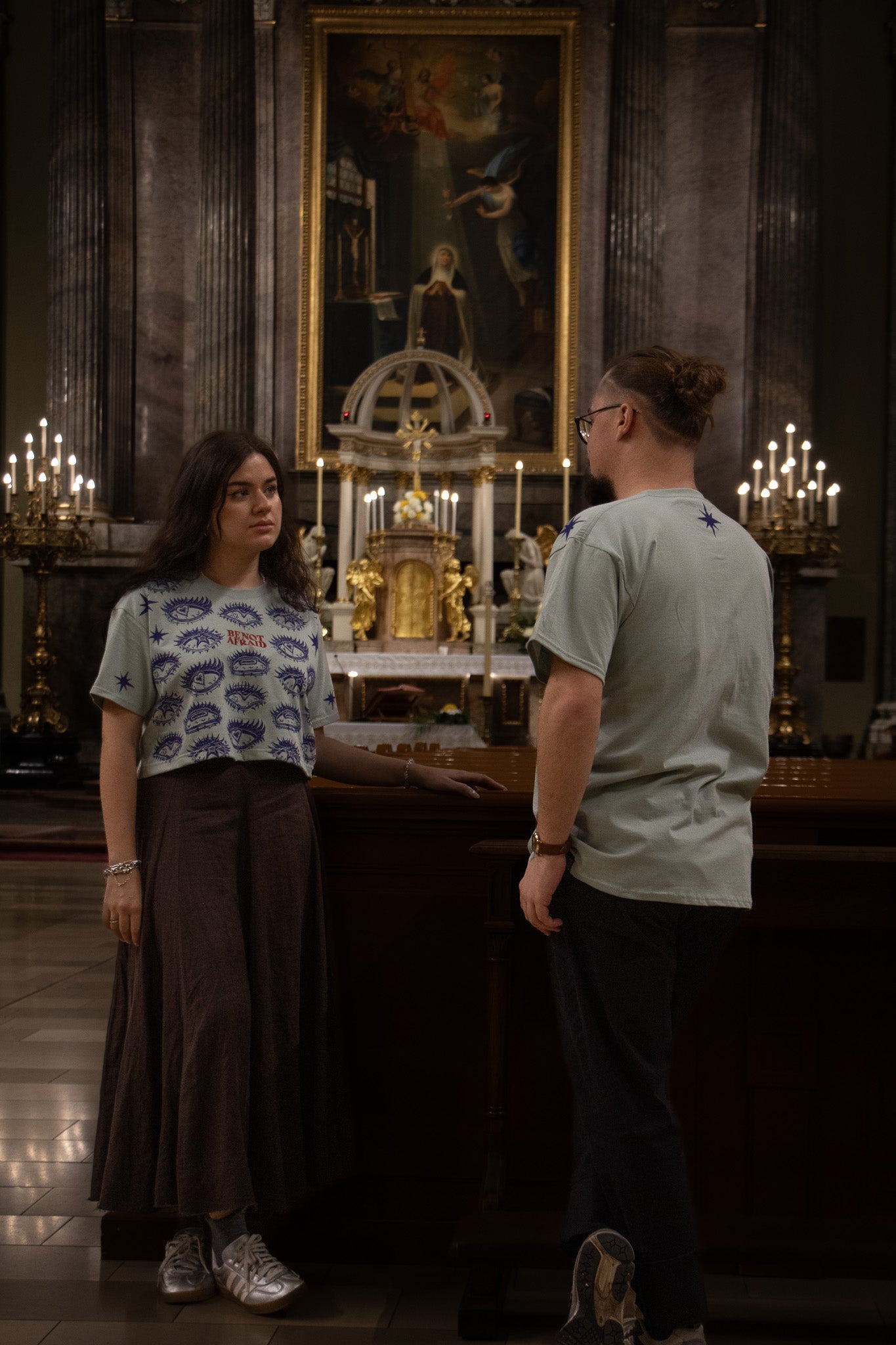 BE_NOT_AFRAID BLOCK PRINTED CROPPED T-SHIRT