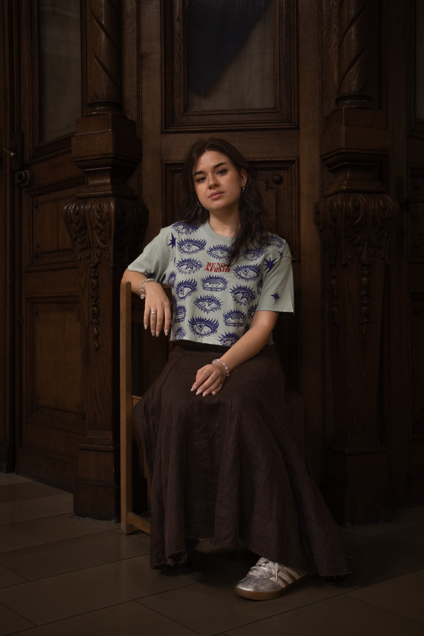 BE_NOT_AFRAID BLOCK PRINTED CROPPED T-SHIRT