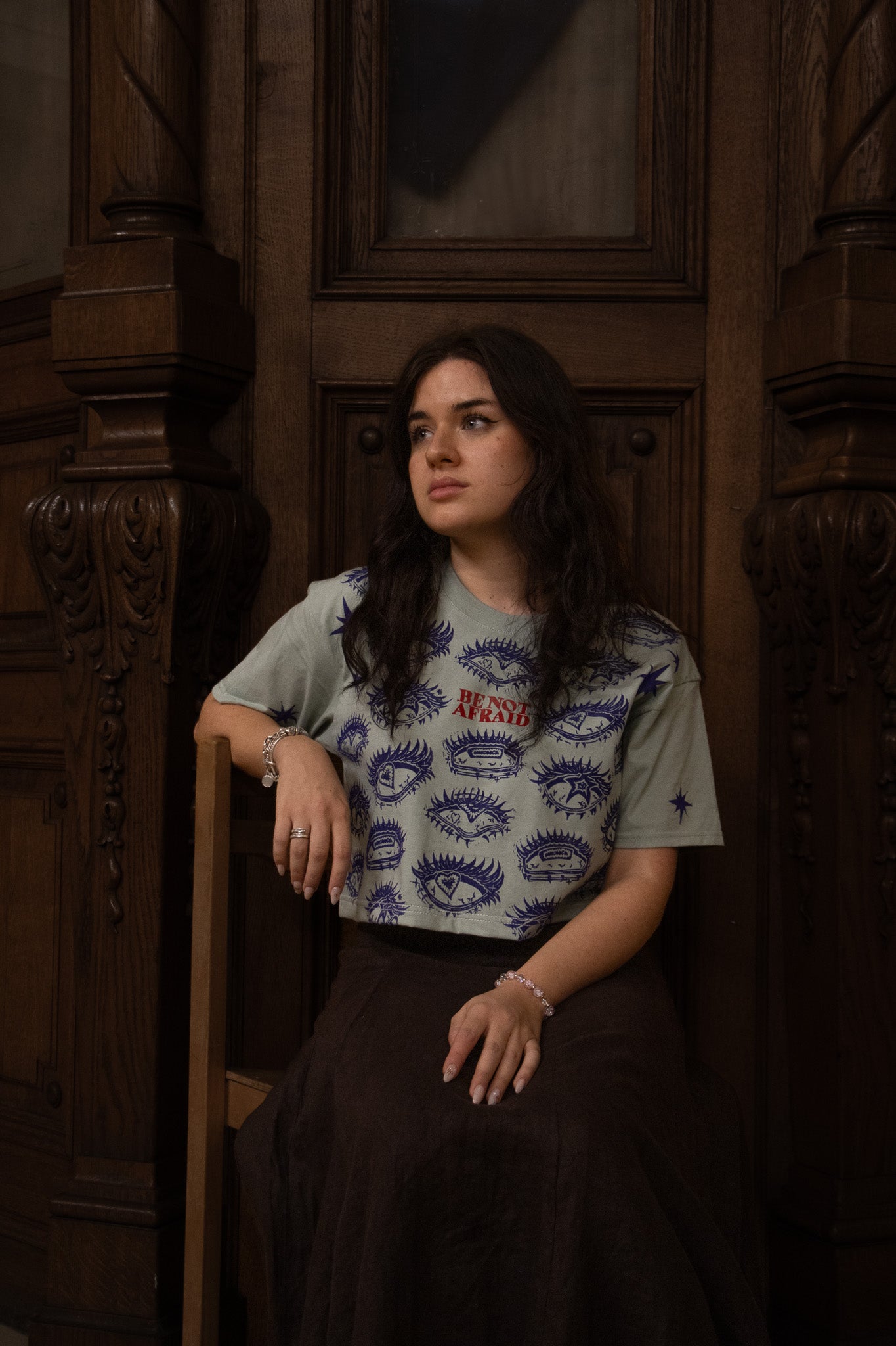 BE_NOT_AFRAID BLOCK PRINTED CROPPED T-SHIRT