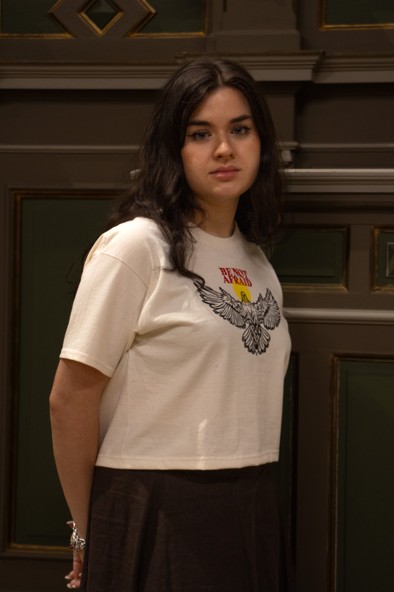 SPIRIT_DOVE BLOCK PRINTED CROPPED T-SHIRT