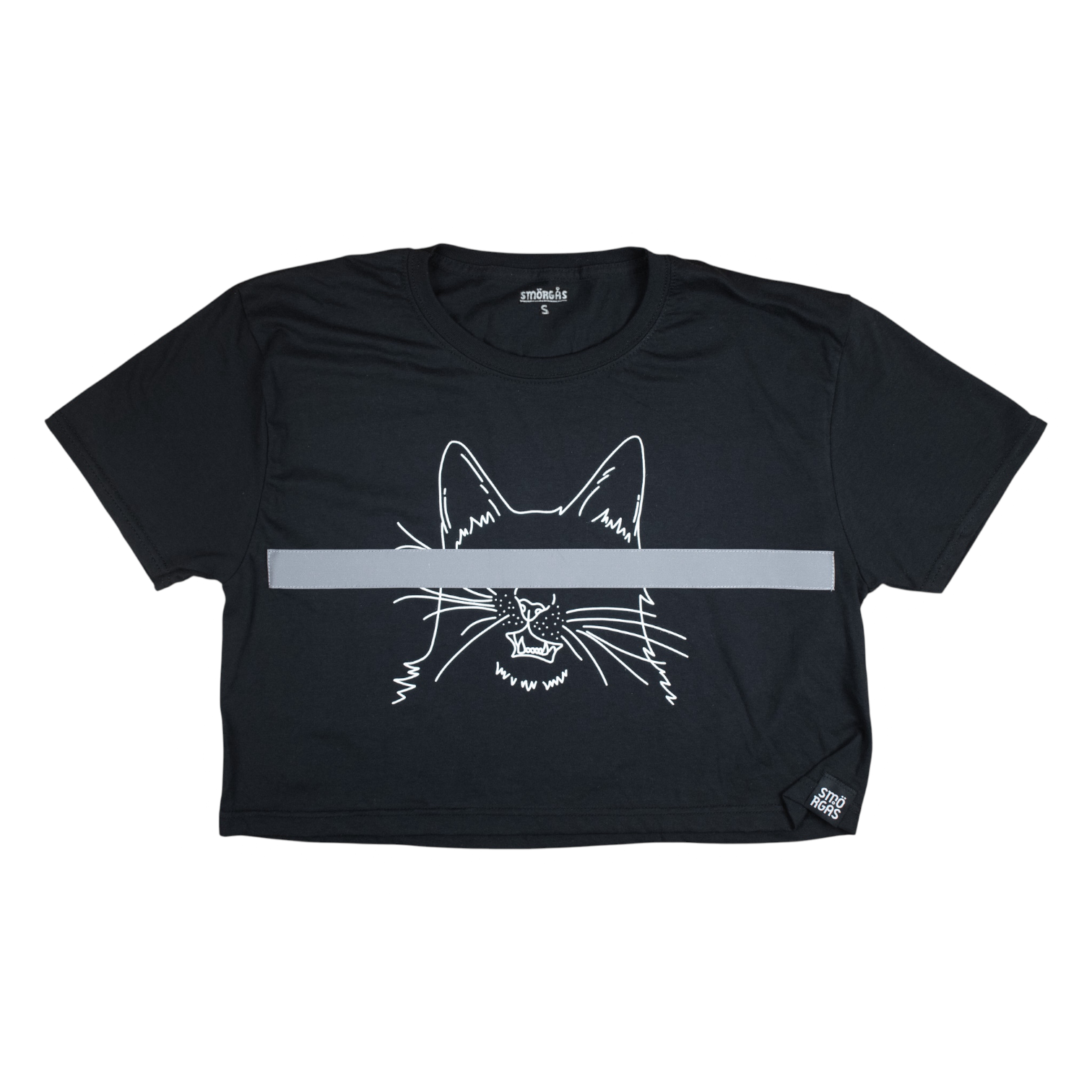 REFLECTIVE CENSORED KITTY T-SHIRT CROPPED