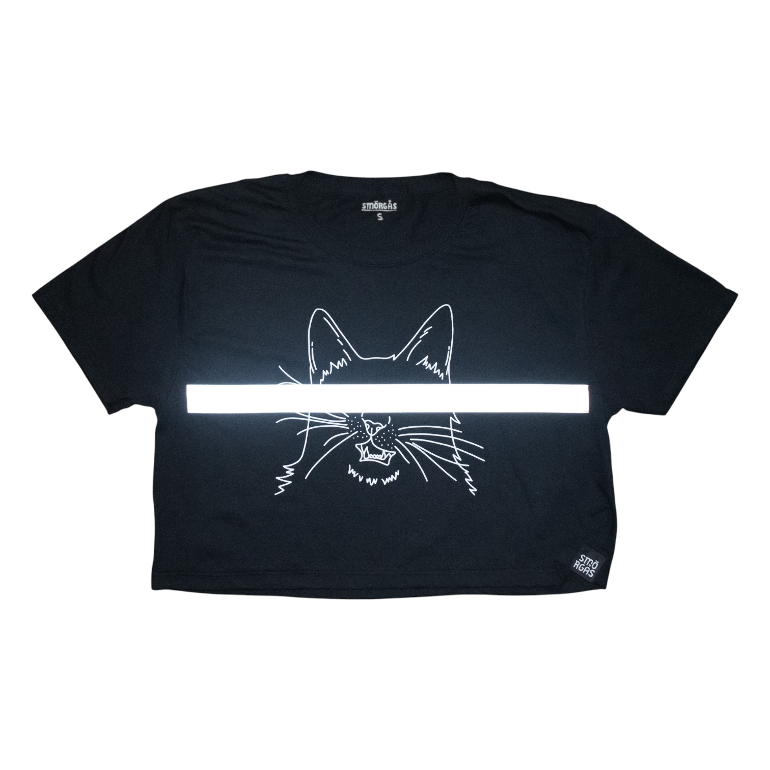 REFLECTIVE CENSORED KITTY T-SHIRT CROPPED