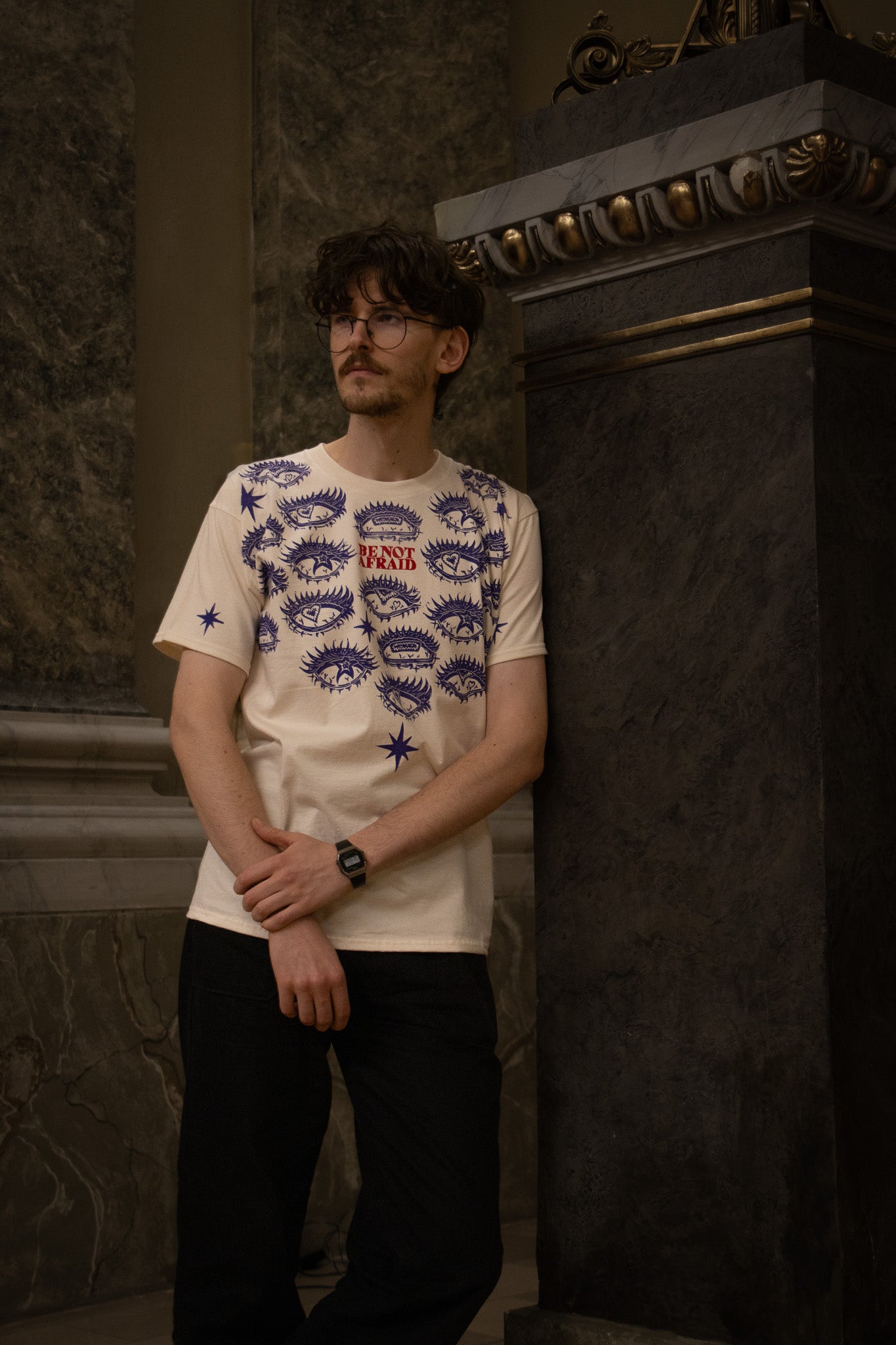 BE_NOT_AFRAID BLOCK PRINTED T-SHIRT