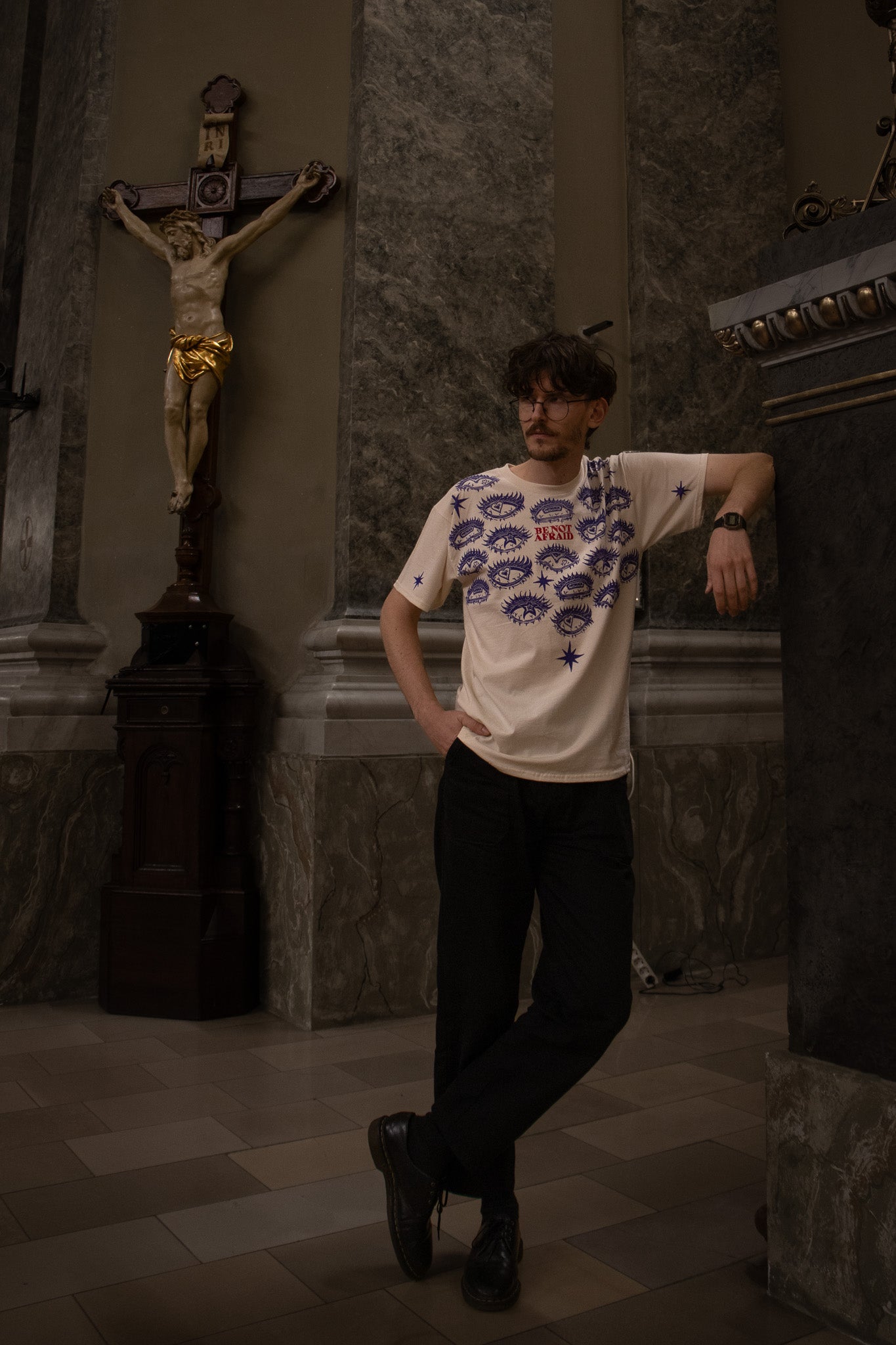 BE_NOT_AFRAID BLOCK PRINTED T-SHIRT