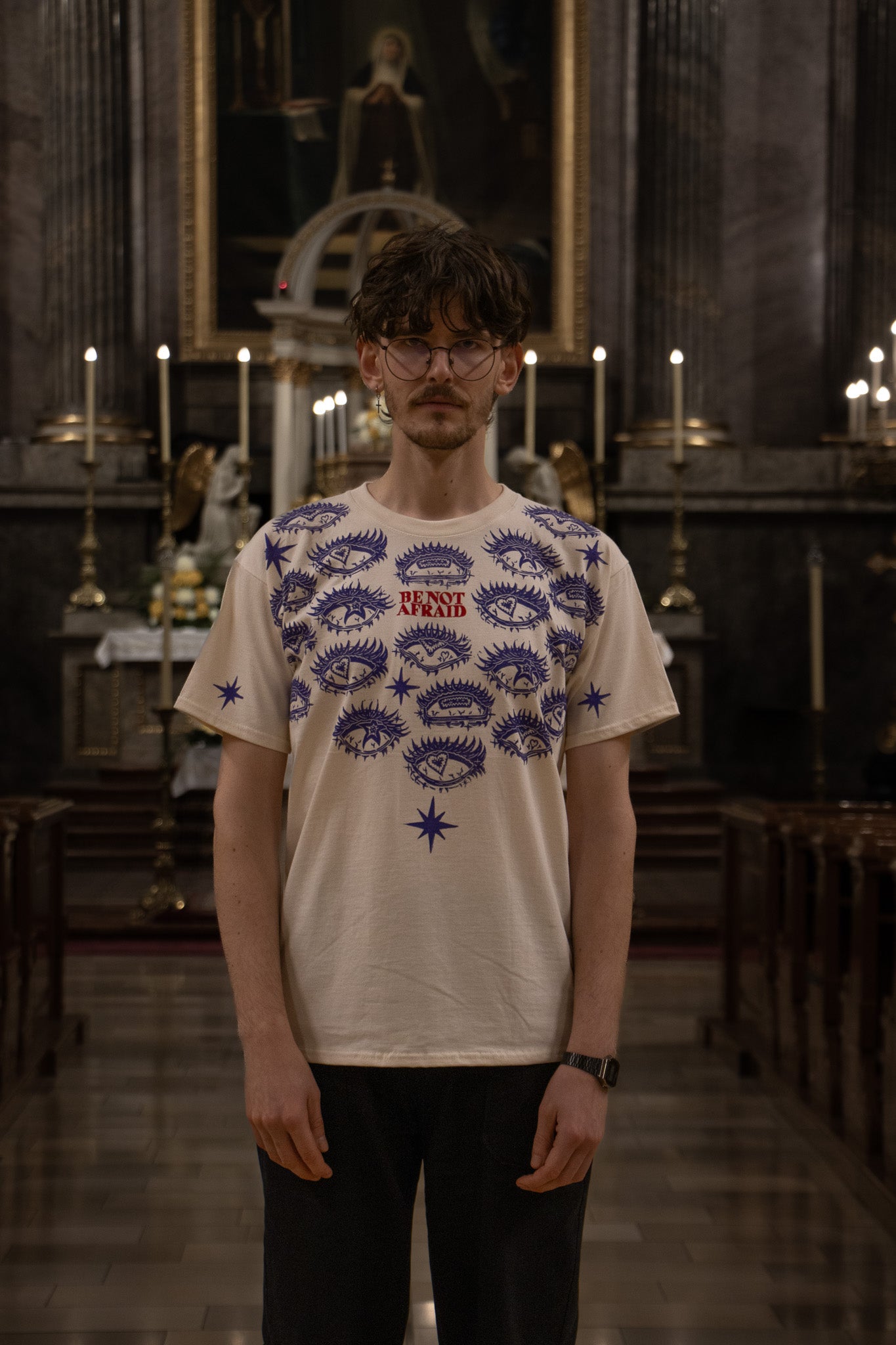 BE_NOT_AFRAID BLOCK PRINTED T-SHIRT