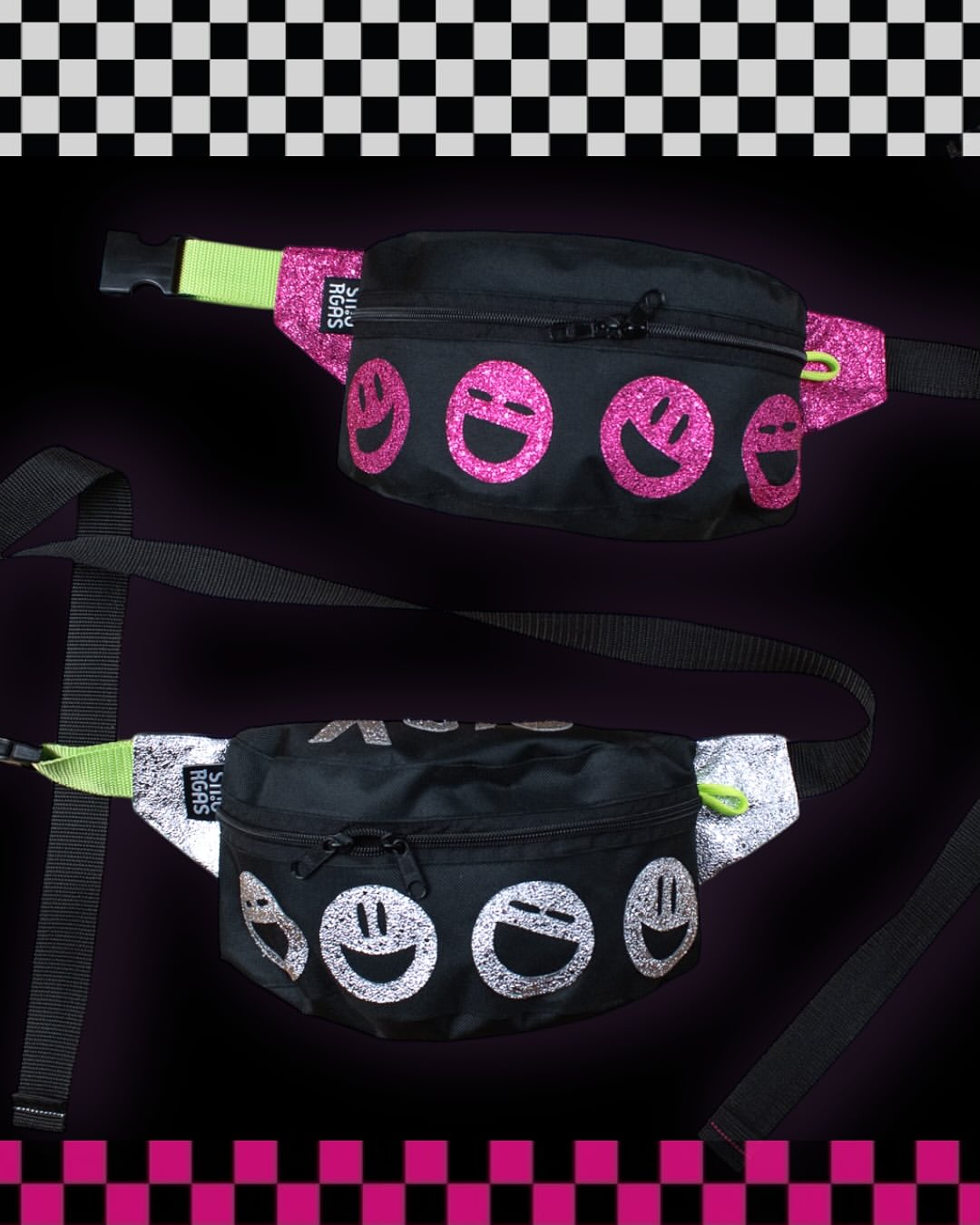 PINK ACID SMILEY FANNY PACK
